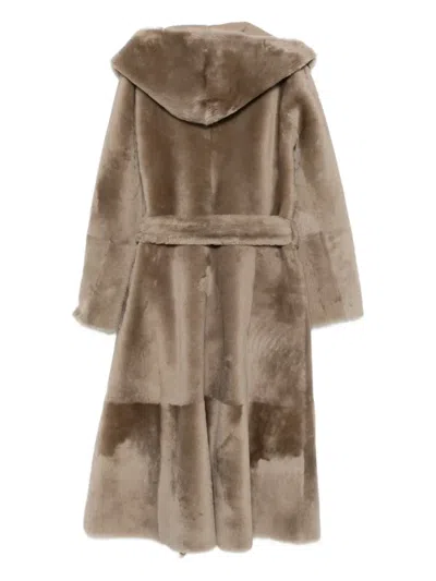 Liska Mantel Mit Lederbesatz In Brown