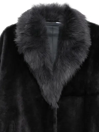 Liska Mantel Mit Shearling-kragen In Gray