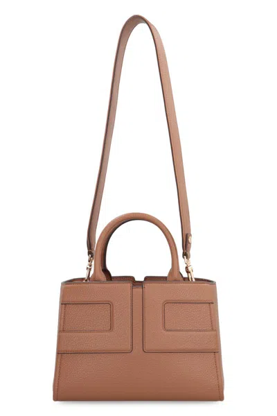 Elisabetta Franchi Medium Tote Bag With Logo In Brown
