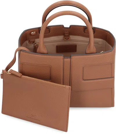 Elisabetta Franchi Medium Tote Bag With Logo In Brown