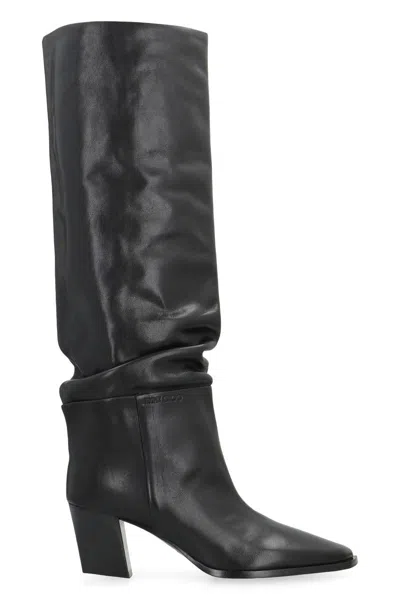 Jimmy Choo Hart 60 Leather Knee-high Boots In Black