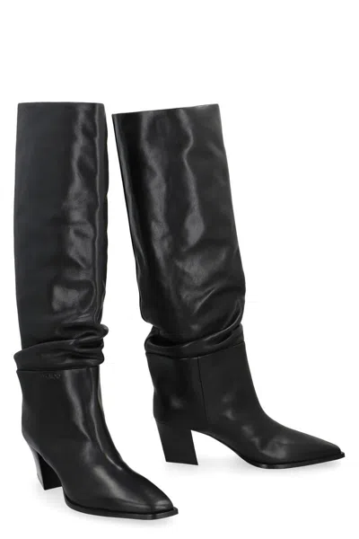 Jimmy Choo Hart 60 Leather Knee-high Boots In Black