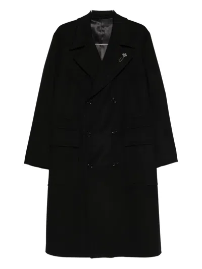 Lardini Double-breasted Pocket Coat In Black