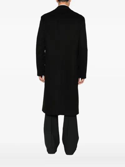 Lardini Double-breasted Pocket Coat In Black