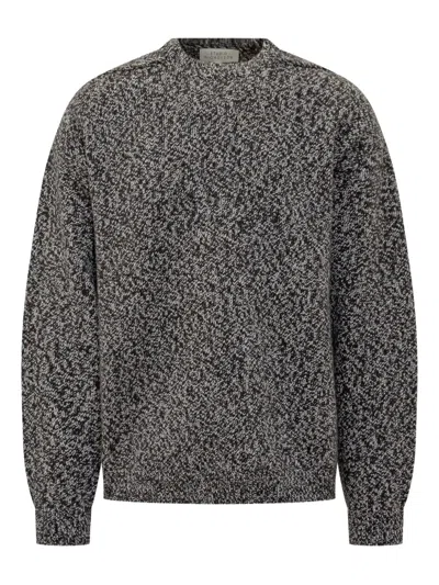 Studio Nicholson Textured Knit Long Sleeve Sweater In Gray
