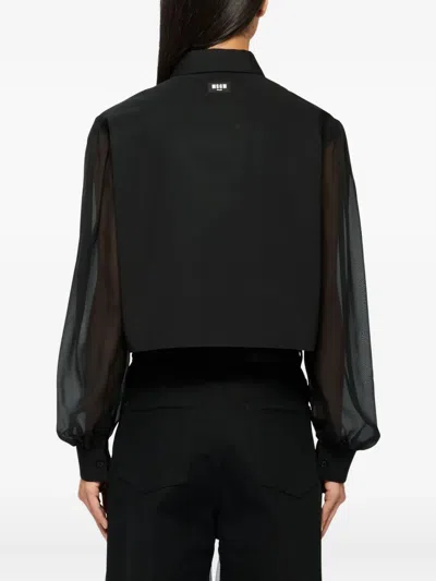 Msgm Long-sleeve Shirt In Black