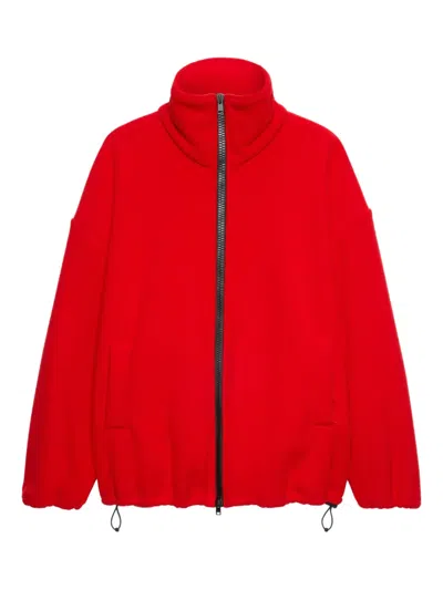 Msgm Zip-fatening Sweatshirt In Red