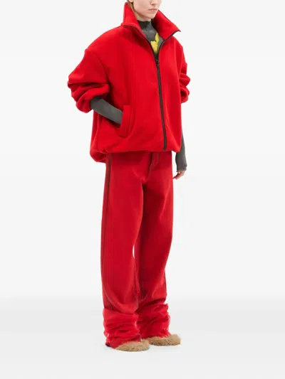 Msgm Zip-fatening Sweatshirt In Red