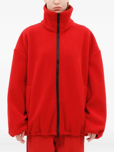 Msgm Zip-fatening Sweatshirt In Red