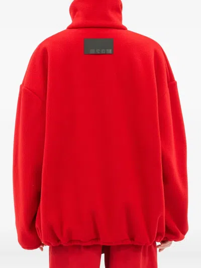 Msgm Zip-fatening Sweatshirt In Red