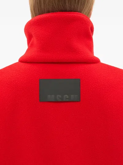 Msgm Zip-fatening Sweatshirt In Red