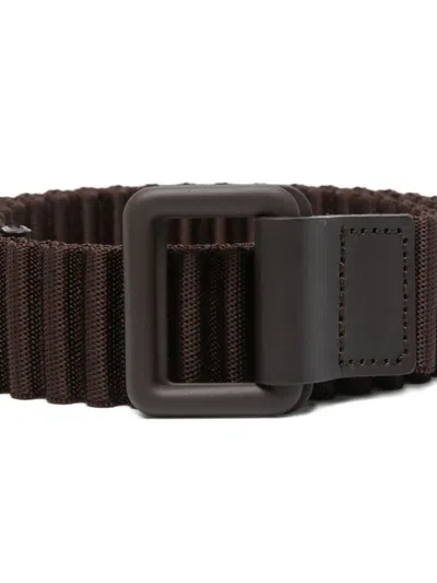Issey Miyake Pleated Square-buckle Belt In Black