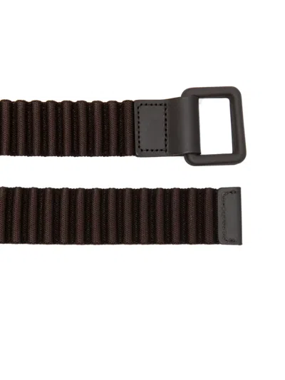 Issey Miyake Pleated Square-buckle Belt In Black