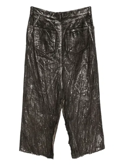 Rick Owens Bronze Concordians Long Slivered Denim Skirt In Brown