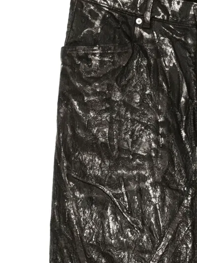 Rick Owens Bronze Concordians Long Slivered Denim Skirt In Brown