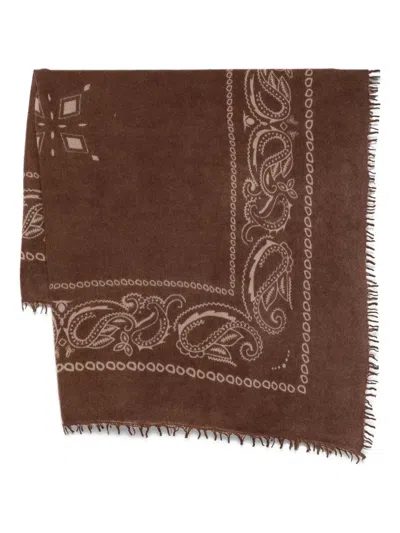 Liska Schal Mit Fransensaum In Brown