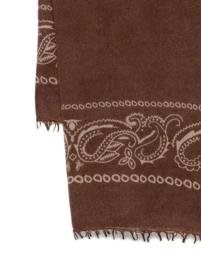 Liska Schal Mit Fransensaum In Brown