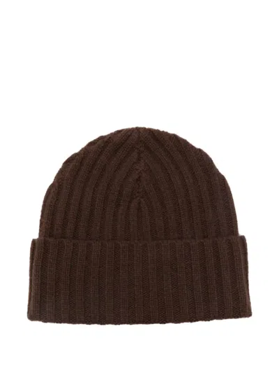 Liska Gerippte Kaschmirbeanie In Brown