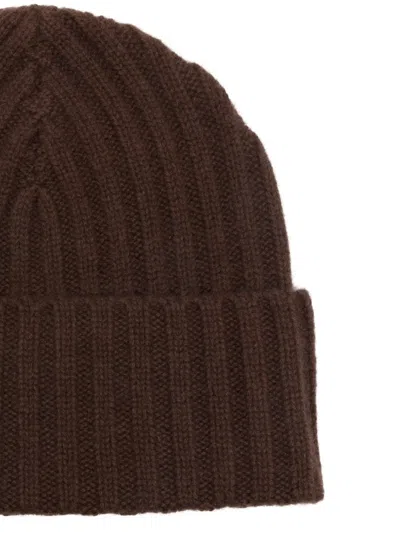 Liska Gerippte Kaschmirbeanie In Brown