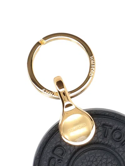 Tom Ford Keyring Accessory Featuring Gold-tone Hardware Design In Black