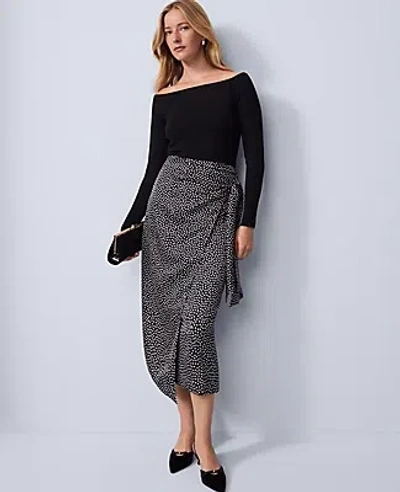 Ann Taylor Dotted Side-tie Satin Midi Skirt In Multi