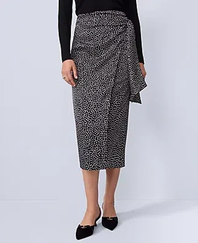 Ann Taylor Dotted Side-tie Satin Midi Skirt In Multi