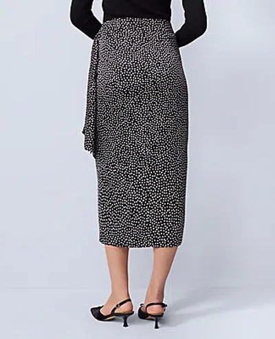 Ann Taylor Dotted Side-tie Satin Midi Skirt In Multi