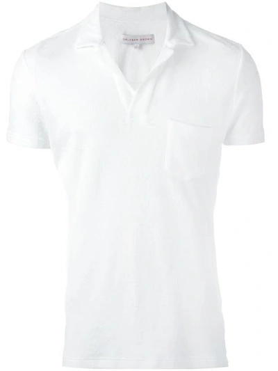 Shop Orlebar Brown Plain Polo Shirt - White