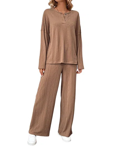 Charlotte Green 2pc Sweater & Pant Combo In Brown