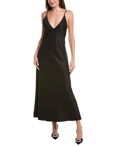 Leset Barb Open Back Satin Maxi Slip Dress In Black