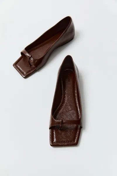 St Agni 90s Square Toe Flat In Brown