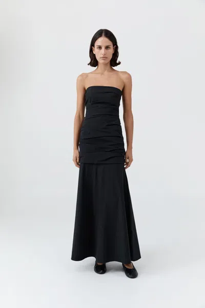 St Agni Gathered Strapless Longline Dress In Black