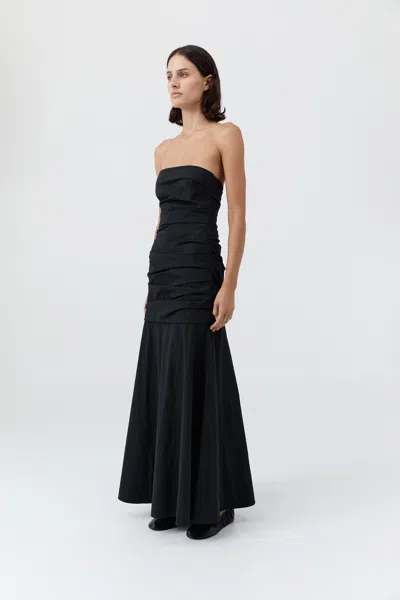 St Agni Gathered Strapless Longline Dress In Black