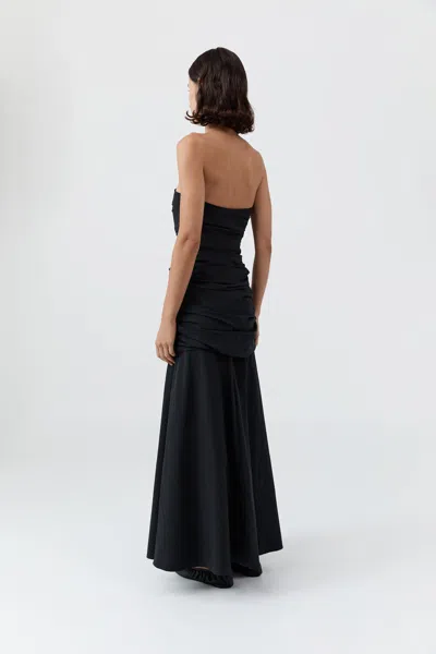 St Agni Gathered Strapless Longline Dress In Black