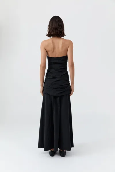 St Agni Gathered Strapless Longline Dress In Black
