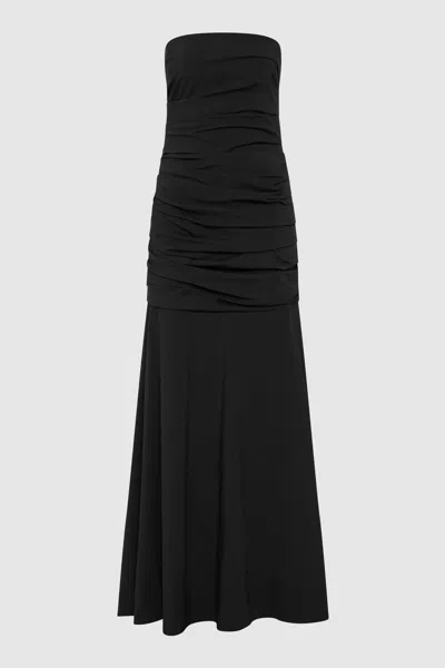 St Agni Gathered Strapless Longline Dress In Black