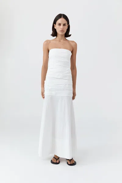 St Agni Gathered Strapless Longline Dress In White