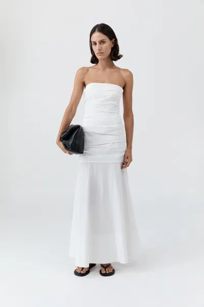 St Agni Gathered Strapless Longline Dress In White