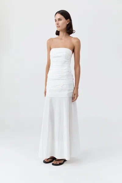St Agni Gathered Strapless Longline Dress In White