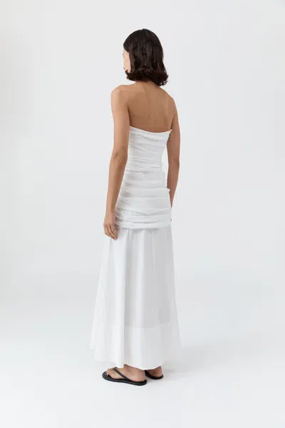 St Agni Gathered Strapless Longline Dress In White