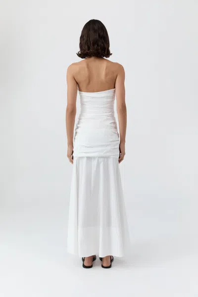 St Agni Gathered Strapless Longline Dress In White