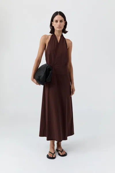 St Agni Halter Wrap Dress In Brown
