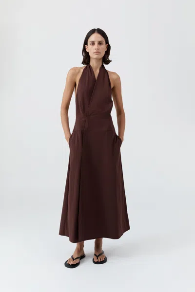 St Agni Halter Wrap Dress In Brown