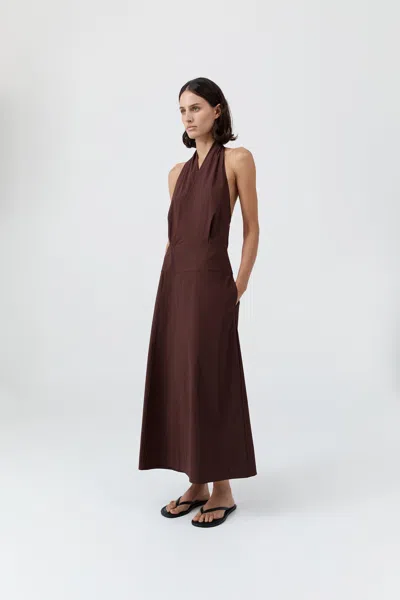 St Agni Halter Wrap Dress In Brown