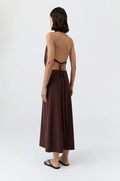 St Agni Halter Wrap Dress In Brown
