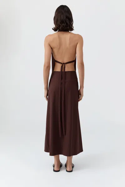 St Agni Halter Wrap Dress In Brown