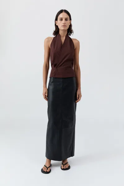 St Agni Halter Wrap Top In Brown