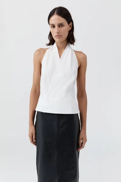St Agni Halter Wrap Top In White