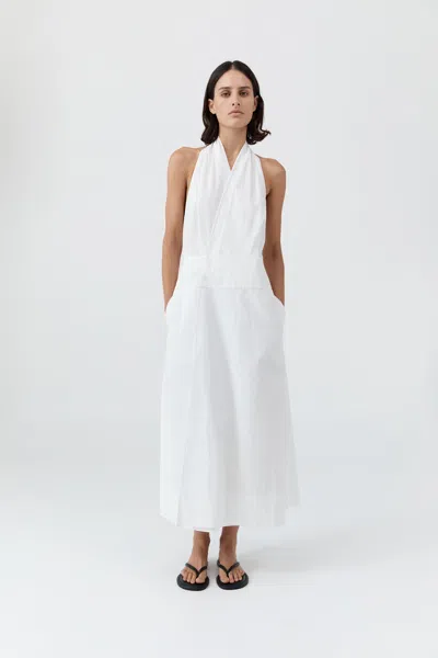 St Agni Halter Wrap Dress In White