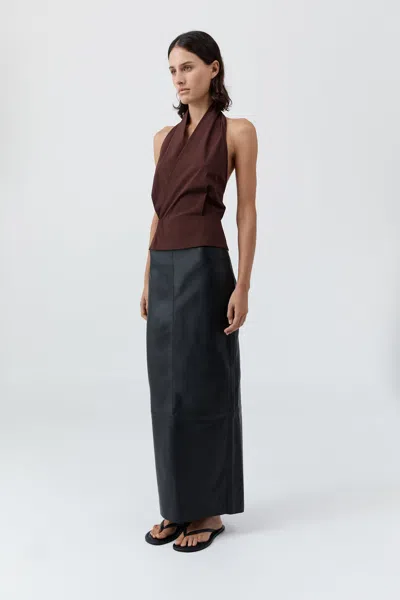 St Agni Halter Wrap Top In Brown